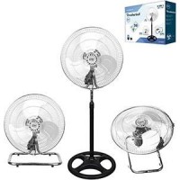 Ventilator Statief/vloer/wand 50cm draaiend chroom/zwart