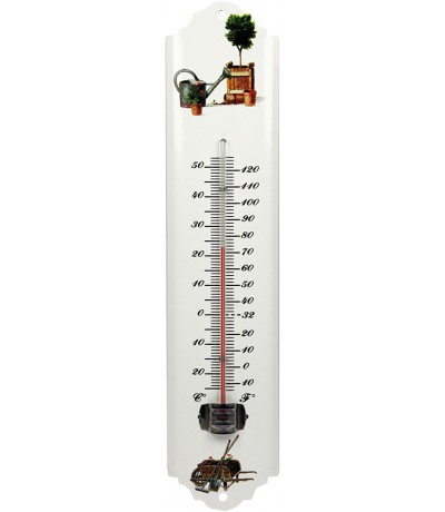 Thermometer 30cm metaal wit