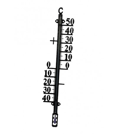 Buitenthermometer 38cm metaal zwart
