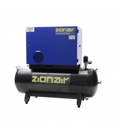 Zion Air Compressor gedempt 4kW 400V 11 bar 270L tank ster-driehoek