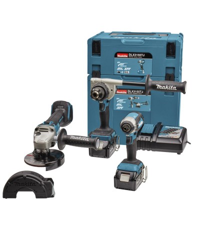 Makita 18 V combiset boren, (slag)schroeven en slijpen DLX3155TJ Overig Accu gereedschap