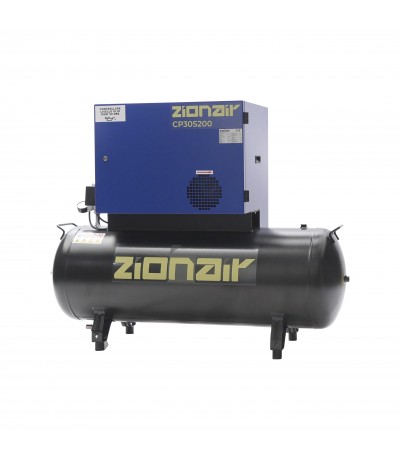 Zion Air Compressor gedempt 3kW 400V 11 bar 200L tank