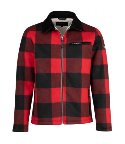 Storvik Fleece jas London Rood geblokt, teddygevoerd maat L