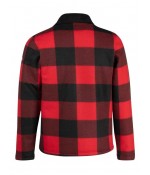 Storvik Fleece jas London Rood geblokt, teddygevoerd maat L