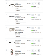 Onderdelen zoals besproken via de mail Accesoires