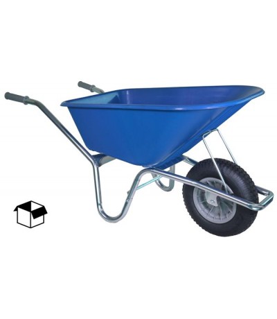 Tuinkruiwagen verzinkt frame, 100L. blauw in doos