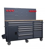 Toolbox4you Gereedschapswagen met achterwand massief houten werkblad