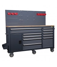 Toolbox4you Gereedschapswagen met achterwand massief houten werkblad Werkplaatsinrichting