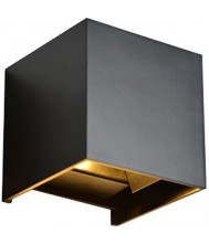 LED Wandlamp 2x3W Up&Down vierkant, zwart 3000K IP65