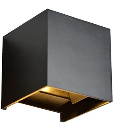 LED Wandlamp 2x3W Up&Down vierkant, zwart 3000K IP65