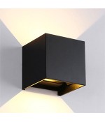 LED Wandlamp 2x3W Up&Down vierkant, zwart 3000K IP65