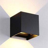 LED Wandlamp 2x3W Up&Down vierkant, zwart 3000K IP65