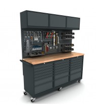 Verrijdbare werkbank 3x 7 laden kast incl. gereedschapswand en bovenkast Werkplaatsinrichting
