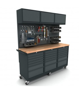 Verrijdbare werkbank 3x 7 laden kast incl. gereedschapswand en bovenkast Werkplaatsinrichting