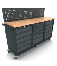 Werkbank mobiel 2x 5 en 1x 7 ladekast incl. gereedschapswand