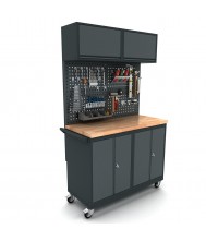 Verrijdbare werkbank 2x 2 deuren kast incl. gereedschapswand en bovenkast Werkplaatsinrichting