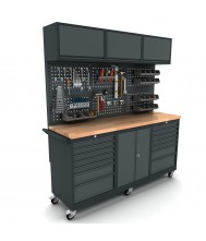 Verrijdbare werkbank 2 deuren 2x7 laden kast incl. gereedschapswand en bovenkast Werkplaatsinrichting