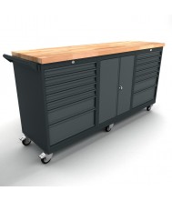 Verrijdbare werkbank 2 deuren 2x7 laden kast Werkplaatsinrichting