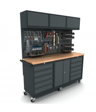 Verrijdbare werkbank 2 deuren 2x5 laden kast incl. gereedschapswand en bovenkast Werkplaatsinrichting