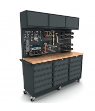 Verrijdbare werkbank 3x 5 laden kast incl. gereedschapswand en bovenkast Werkplaatsinrichting