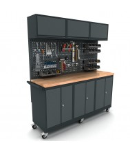 Verrijdbare werkbank 3x 2 deuren kast incl. gereedschapswand en bovenkast Werkplaatsinrichting