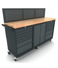 Verrijdbare werkbank 2 deuren 2x7 laden kast incl. gereedschapswand Werkplaatsinrichting