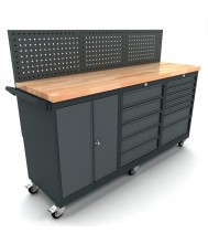 Verrijdbare werkbank 2 deuren 12 laden kast incl. gereedschapswand Werkplaatsinrichting