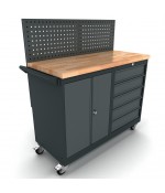 Verrijdbare werkbank 2 deuren 5 laden kast incl. gereedschapswand