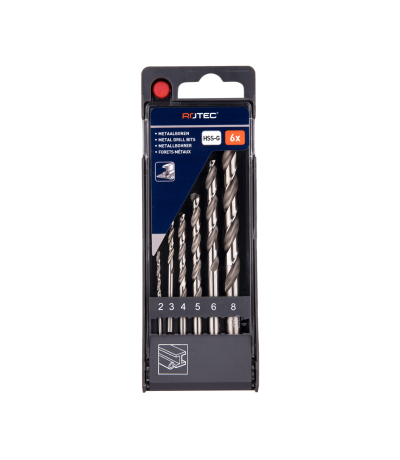 Rotec Spiraalborenset '105', Din 338, Type N, 6-Dlg Ø2-8 Rotec Spiraalborenset '105', Din 338, Type N, 6-Dlg Ø2-8