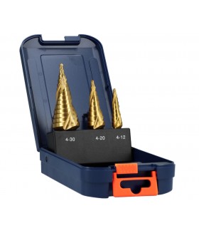 Rotec 3-dlg. set trappenboren type '425' TiN in ABS-cassette