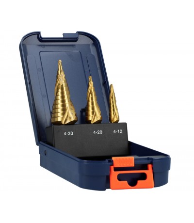 Rotec 3-dlg. set trappenboren type '425' TiN in ABS-cassette
