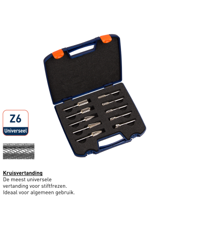 Rotec Opti Stiftfrezenset, 10-Dlg, Z6, B,C,F,G En L / Ø9,6 En 12,7