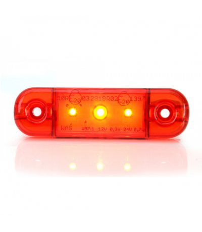 KSG LED Zij/Toplamp Rood 12/24Watt 3 leds