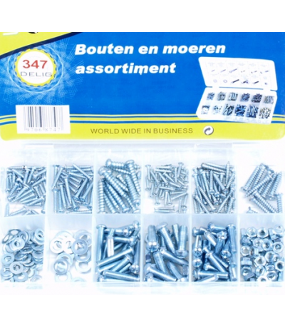 Assortiment bouten en moeren 347 delig