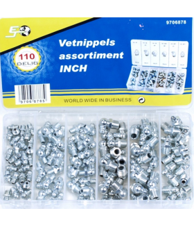 Assortiment vetnippels INCH 110 delig Assortiment doos