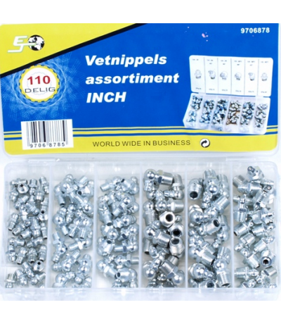 Assortiment vetnippels INCH 110 delig