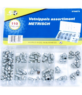 Assortiment vetnippels metrisch 110 delig Assortiment doos