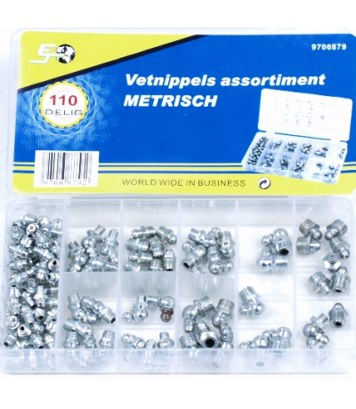 Assortiment vetnippels metrisch 110 delig