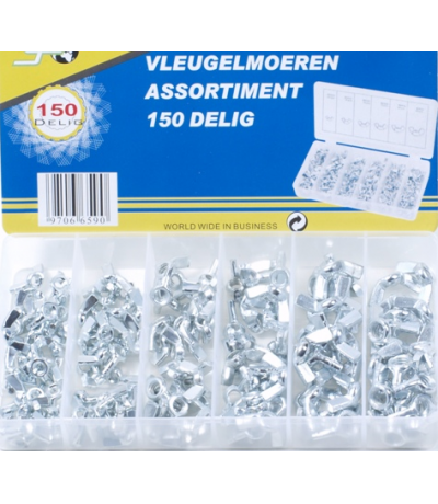 Assortiment vleugelmoeren 150 delig