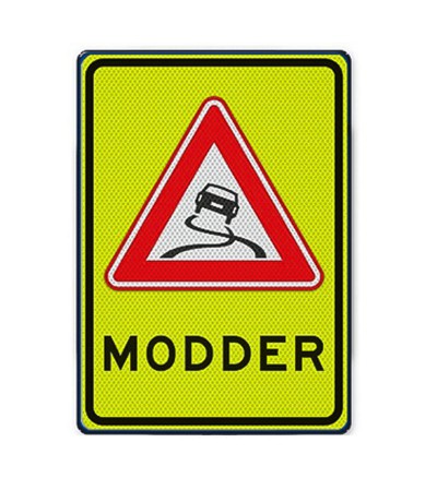 Modderbord Slipgevaar 40x60cm reflecterend | Vlak