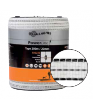 Gallagher powerline lint 20mm wit 200m Geleiders