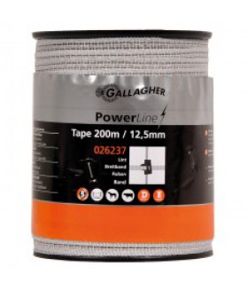 Gallagher powerline lint 12,5mm wit 200m Geleiders
