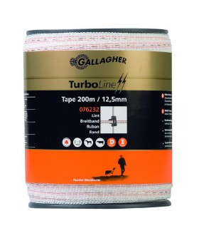 Gallagher turboline lint 12,5mm wit 200m Geleiders