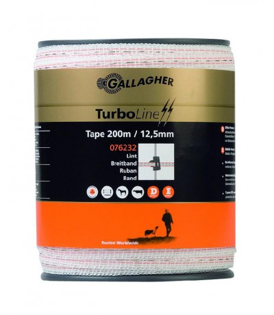 Gallagher turboline lint 12,5mm wit 200m Geleiders
