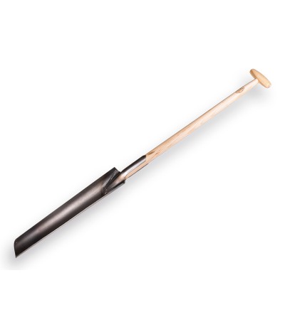 De wit draineerboorspade met steel bladmaat 60cm. Tuingereedschap